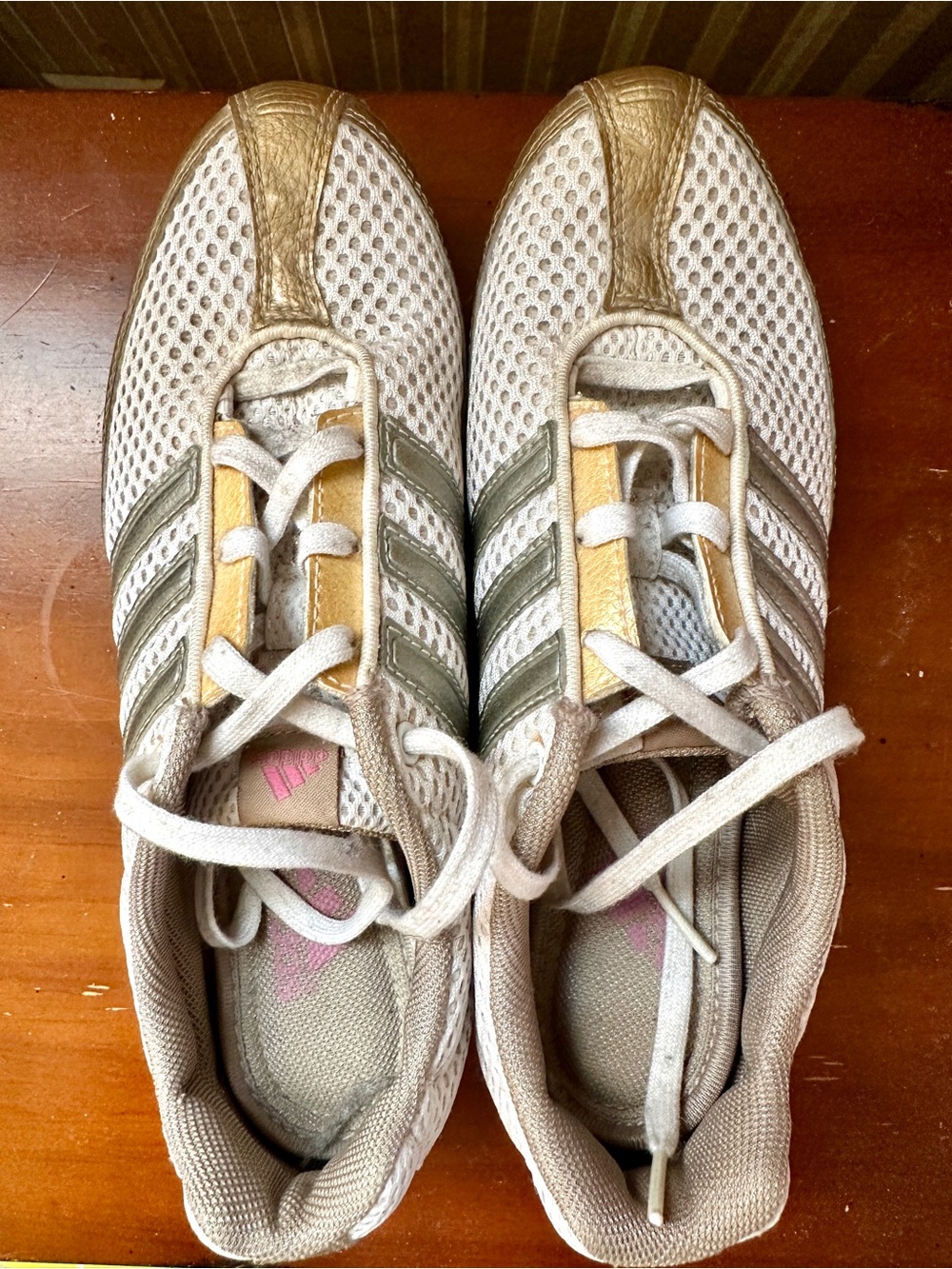 adidas Women’s Breathable Mesh Trainers in White and Gold